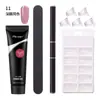 Bandeja sem papel kit de gel para extensão de fototerapia transparente kit de extensão de unha de cristal rápido inclui moldes de unha tiras de lixa pincel para nail art