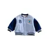 Chaqueta de béisbol para niños con forro polar y logo, abrigo grueso estilo universitario de invierno 2026 para bebé, ropa de invierno para niños zdw6538