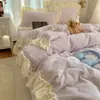 Conjunto de Roupa de Cama Espesso Estilo Francês Classe A com Escultura Leite Fleece Conjunto de Quatro Peças Coral Fleece Flanela Conjunto de Três Peças para Dormitório
