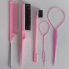 Set de peluquería en stock transfronterizo: Set de Tres Piezas con Peine de Cola Fina de Acero, Peine Separador y para Mechas, Pincel para Cejas de Doble Punta, Peine para Bordes y Peine de Cardado