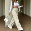 Moda Casual Feminina Europeia e Americana 2026 Estação Independente Amazon Calças Longas Soltas de Cor Sólida ou Listradas com Cordão