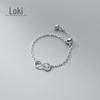 Anel Nalan S925 de prata feminino, estilo coreano, simples, símbolo de número infinito, conta de luz, anel ajustável J8569