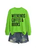 Fines de Semana Café Libros Amazon Ebay Sitio Independiente Moda Casual Sudaderas de Otoño e Invierno para Mujer