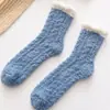 Meias de Lã Coral Grossas Quentes para Casa Meias de Dormir Meias de Chão Peludas de Inverno Boca Solta Meias de Lã para Gestante