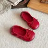 Sapatos de Couro para Ballet Infantil Estilo Coreano 2026 Estilo Primavera/Outono Sapatos de Princesa com Laço para Meninas Sola Plana Bico Baixo Sapatos Individuais Versáteis