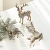 Polvo Adhesivo de Plástico Transfronterizo Colgante de Reno y Ciervo Decoraciones Navideñas Estilo Lujo Ligero Lazo