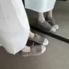 Nuevos Mocasines de Encaje con Bloques de Color Estilo Coreano para Mujer Primavera 2026, Zapatos Bajos Retro de Gamuza y Piel Genuina Slip-On