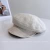 Gorra Octagonal con Lentejuelas Estilo Chanel para Mujer, Gorra de Béisbol Cálida para Otoño e Invierno con Visera Suave, Versátil Gorra de Boina de Lino Grueso, Gorra de Marinero de Moda