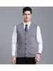 Chaleco de Punto de Lana para Hombre Yingao Otoño Invierno Cuello en V Chaleco de Punto para Hombre de un Solo Botón Sin Mangas para Adultos Mayores Suéter de Color Sólido para Negocios