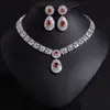 Colar Pingente Gota d'Água Zircônia Clássico 3a Conjunto de Duas Peças Brincos de Clipe Joias Conjunto de Noiva