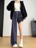 Pantalones de Pierna Ancha Relajados Adelgazantes de Cintura Alta a Cuadros Blancos Vintage para Mujer, Primavera y Otoño, Fluidos Versátiles de Pierna Recta Casual de Largo Completo
