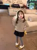 Pantalones Falda de Felpa a Rayas Falsos de Dos Piezas para Bebé Estilo Nuevo Otoño e Invierno Pantalones Casuales para Niñas Leggings Gruesos con Estilo para Niños