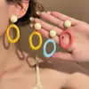 Aretes de Aro Geométricos Amarillos con Aguja de Plata Dopamina para Mujer, Estilo Nuevo Popular Único, Aretes de Alta Gama, Accesorios para Orejas Estilo Vacaciones