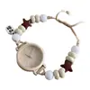 Pulsera de reloj con cuentas color café con leche, reloj de cuarzo simple y artístico estilo ins, retro versátil y de nicho para estudiantes y mujeres