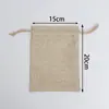 Embalagem Simples de Linho para Chá Sacola de Presente Retrô Vários Tamanhos Medicina Chinesa Decoração de Natal Sacola à Prova de Poeira com Cordão Atacado