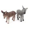 Conjunto de 2 Peças de Miniaturas de Jumento Modelos de Animais Realistas em PVC Brinquedos de Jumento para Crianças Playset Educacional Decorações para Crianças Pequenas Cinza e Marrom