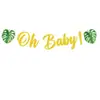 Accesorios de Decoración para Escena de Fiesta de Baby Shower, Adornos para Pastel de Cumpleaños, Pancarta 'Oh Baby'