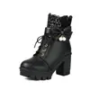 Botas estilo dulce y fresco negras con lazo, tacones altos gruesos, suelas gruesas y colgantes de perlas, botines y botines cortos de uniforme JK
