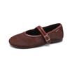 Zapatos Mary Jane Cómodos de Suela Blanda con Pelo de Caballo 2025 Nuevo Estilo de Primavera Zapatos de Cuero de una Sola Capa con Hebilla de Punta Redonda Simple para Mujer