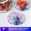 Ponto Branco Congelado Elsa Anna Decoração de Festa Descartável Louça Prato de Papel Copo de Papel Atacado