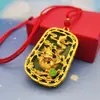 Venta al por mayor de fábrica colgante de guanyin maitreya buda de alto color collar con colgante de buda de oro con incrustaciones de jade del zodíaco del año del dragón
