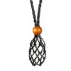 Collar Tejido con Colgante de Malla de Piedra Temu Transfronterizo Bolsillo de Malla Telescópico Ajustable Colgante de Malla Tejido a Mano con Cuentas de Madera