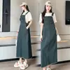 Fotos Reais, Preço Real: Vestido Salopete Jeans Casual Versátil de Novo Estilo, Vestido de Comprimento Médio Emagrecedor para Mulheres, Outros Estilos