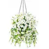 Patio al aire libre Flor artificial Eucalipto Gloria de la mañana Flor de seda Decoración para el hogar Boda Colgante de pared Cesta de ratán Flor enredadera