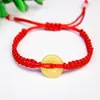 Cuerda roja tejida a mano para el año de vida para mantener la paz hebilla de paz de jade sintético cuerda de mano ajustable roja pulsera de la suerte