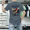 Lan Sheng Yi Camiseta de Manga Curta Masculina Gola Redonda Moda Verão 2025 Estampada Slim Fit Meia Manga Roupas Camiseta Masculina de Qualidade