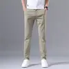 Calças masculinas de seda de gelo calças masculinas retas soltas negócios da moda de secagem rápida verão fino calças casuais calças de verão