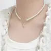 Joia Transfronteiriça Europeia e Americana Mais Vendida Colar de Pérolas de Luxo Leve Estilo Doce Cool Corrente para Clavícula com Laço de Fita Amor