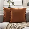 Amazon Explosions Fronha de Almofada com Franjas de Cor Sólida Suave na Borda Decorativa para Sofá da Sala de Estar Casa