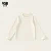 Roupas Infantis 2026 Outono Novidades Camiseta de Manga Longa para Crianças Camiseta Lisa com Barra de Babados Camada Base para Bebês e Crianças Pequenas Camiseta da Moda
