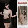 Lencería Sexy Tallas Grandes, Falda Bodycon Ajustada, Uniforme de Secretaria Puro Deseo, Atuendo Seductor Transparente sin Espalda con Aberturas