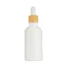 Botella de vidrio para aceites esenciales, botella cuentagotas blanca mate, botella de relleno cosmético esmerilada de color spray de 30 ml, botella vacía pequeña portátil para viajes