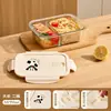 Lonchera de Vidrio Xilekou, Segura para Microondas, para Oficinistas, Lonchera de Frutas tipo Bento, Lonchera Compartimentada, Grado Alimenticio