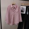[Bizheng] Novo Conjunto de Duas Peças Moda Casual Estilo Coreano Outono 2025 Camisole Camisa de Manga Longa Xadrez Feminino 4846