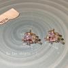 Outono e inverno Novos Brincos de Tarraxa Love Líquido Moda Feminina Luxo Leve Brincos Coração de Cristal Rosa Brincos de Agulha de Prata 925 Moda