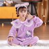 Pijamas infantiles de forro polar coral para otoño e invierno, de manga larga, de franela gruesa de invierno, ropa de casa para niñas y niños, ropa exterior.