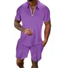 Traje de Verano para Hombre Europeo y Americano Transfronterizo Nuevo Caliente Estampado Digital 3D Casual de Manga Corta Polo Shorts de Playa