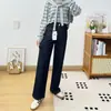Jeans de Sarja Elástico em Quatro Direções com Perna Afunilada [2 Comprimentos] JU Jeans Skinny de Cintura Alta Reto de Perna Larga Calça Longa