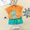 Traje de Manga Corta para Niños Verano Algodón Puro Masculino y Femenino Ropa de Bebé Shorts de Manga Corta Conjunto de Dos Piezas Traje Infantil de Dibujos Animados Venta al por Mayor