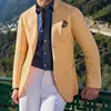 Blazer de comercio exterior a medida de un solo botón con dos botones y bolsillo grande para hombre, chaqueta de traje casual a cuadros de corte ajustado