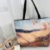 Bolso de Hombro Nuevo Estampado, Bolso de Lona para Mujer de Mano, Bolso Tote Estilo Coreano de Gran Capacidad, Bolso Artístico para Estudiante