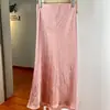 Falda de Satén Ondulante para Mujer Verano Cintura Alta Todo Fósforo Longitud Media Ácido Acético Textura Plisada Falda Súper Hada de Cola de Pez