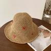 Sombrero de Paja Amor Sombrero de Pescador para Mujer Verano Estilo Japonés Lindo Vacaciones Sombrilla Sombrero de Paja Sombrero de Playa de Ala Ancha
