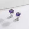 Pendientes de Plata de Ley S925 Chapada con Imitación de Moissanita de 1 Quilate, Pendientes de Diamante de Color de Cuatro Garras, Pendientes de Lujo Accesible