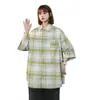 Camisa de manga corta a cuadros para hombre, estilo fino de verano, marca de moda, corte holgado, camisa de manga corta, elegante estilo de Hong Kong, chaqueta camisa de manga corta
