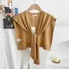 Nuevo Chal de Punto de Color Sólido, Delgado, Mezcla de Lana, Estilo Coreano para Mujer, Ropa Exterior Versátil para Primavera y Otoño, Chaleco Decorativo